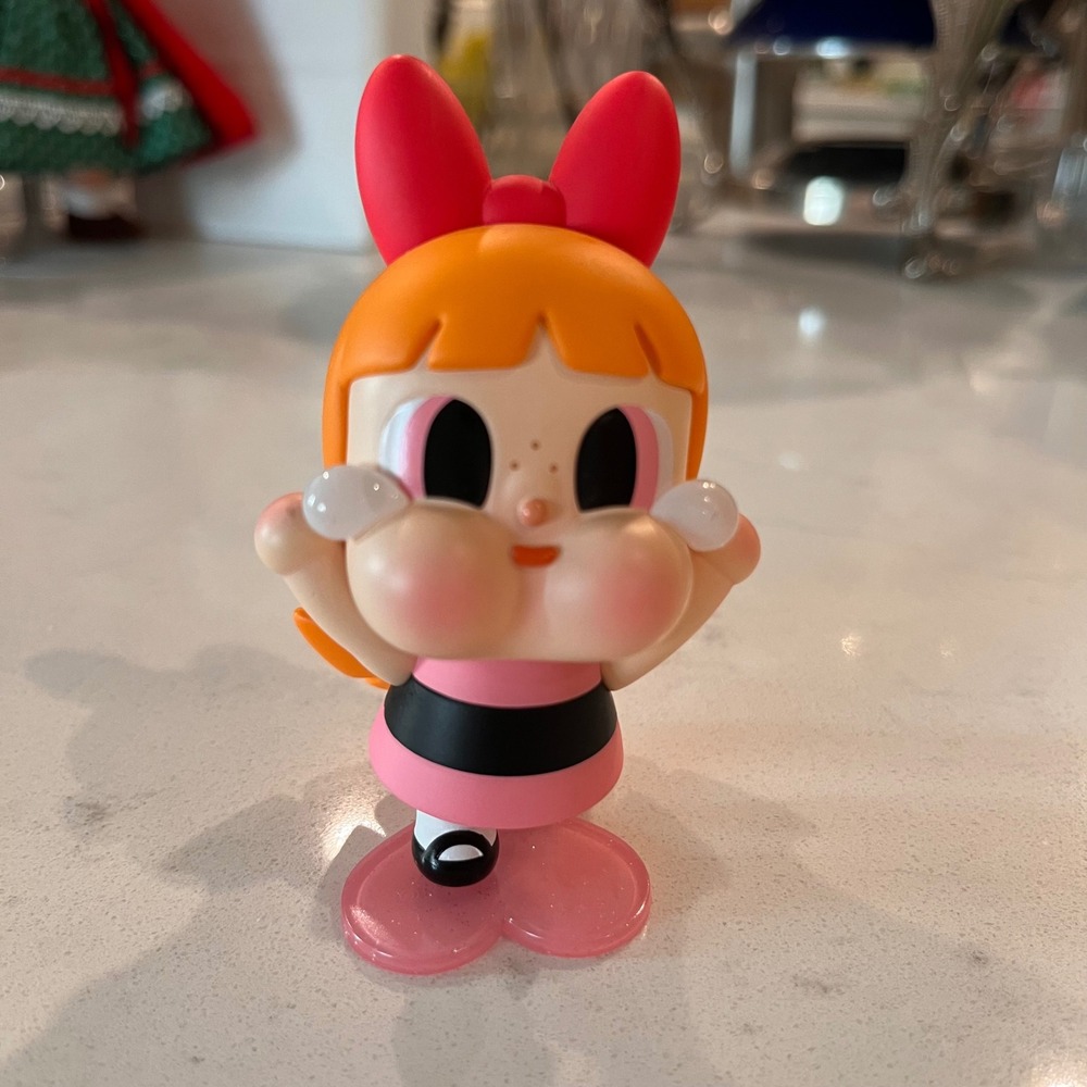 Pop Mart Crybaby x Powerpuff Girls Blossom Vinyl Figure Pink Heart Base Loose